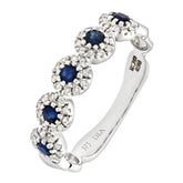 0.38ct Round Sapphire and 0.22ct Diamond Pave Set Half Eternity Ring in UK Hallmarked 9ct White Gold